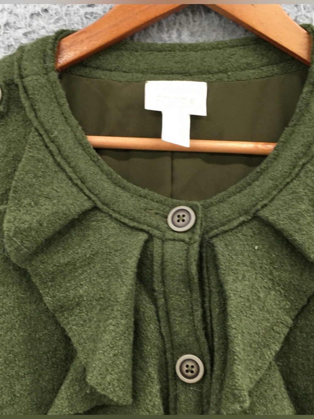 EUC CHICO’S Deep Olive Boiled Wool Blazer or Jacket Depending on Occasion, GREAT - Picture 5 of 16